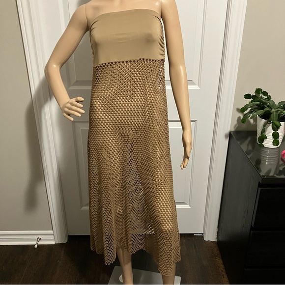 Beach style tan lace dress - Picture 1 of 6